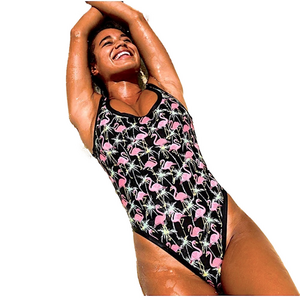 EIDON Flamingo Print One Piece Swimsuit